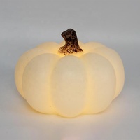 Lilin LED Berkedip Warna Putih Hangat Desain Labu Berbahan Lilin Ivory dengan Baterai untuk Dekorasi Rumah di Hari Halloween