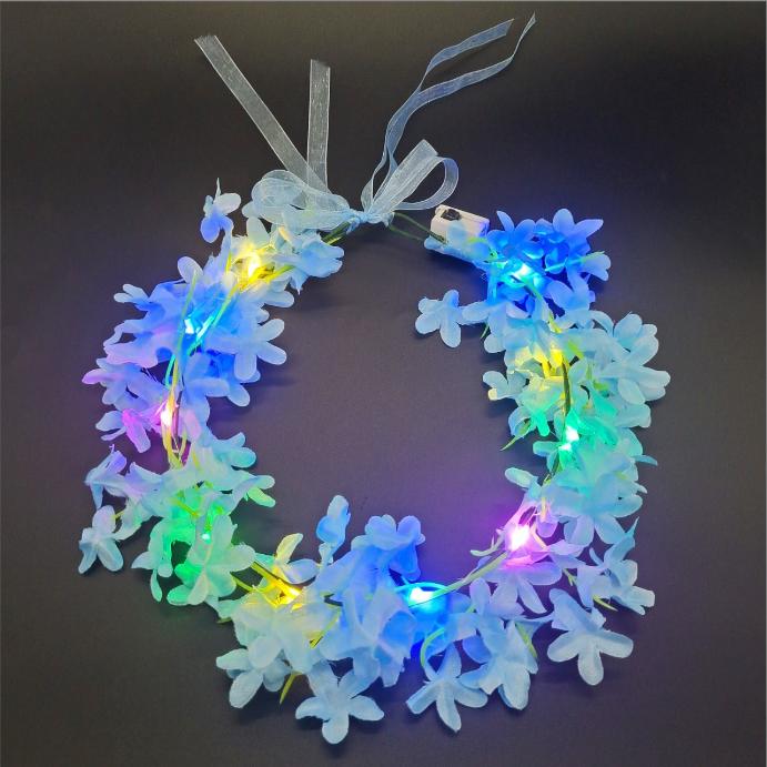 HongJing HJ-11132023 LED Artificial Flower Crowns with Elastic Ribbon Floral Headbands