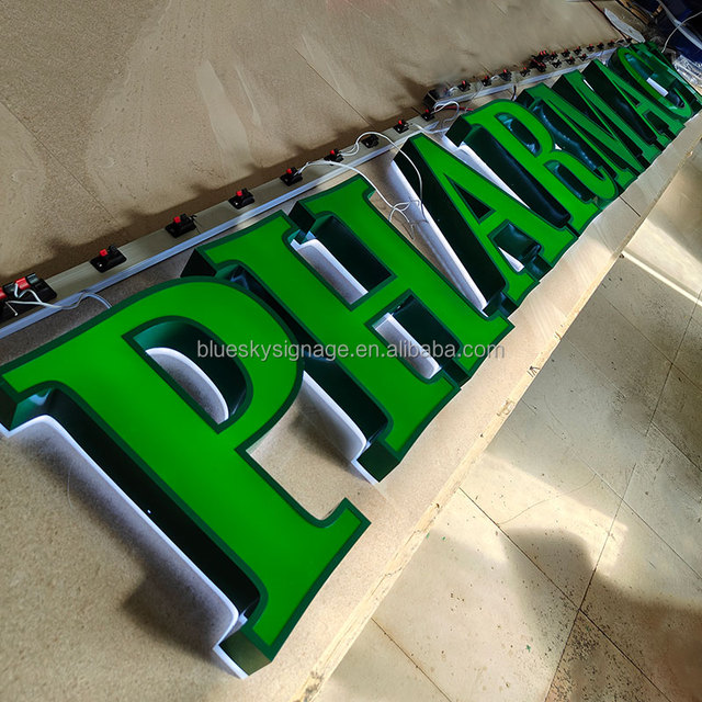 Store Outdoor Advertising Shop Front Lit Fascia Signs Lighting Acrylic Led Pharmacy Sign Board