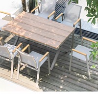 Ensemble de table et de chaises de salle à manger modernes, durables, légères, en aluminium, imperméables et empilables pour meubles d'extérieur de villa