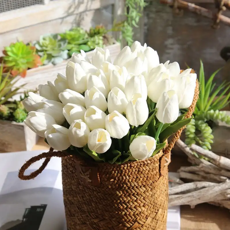 C-T001-2 Wholesale New Design Wedding Decoration artifical colourful Blossom Latex PU Tulip Flowers for home decor