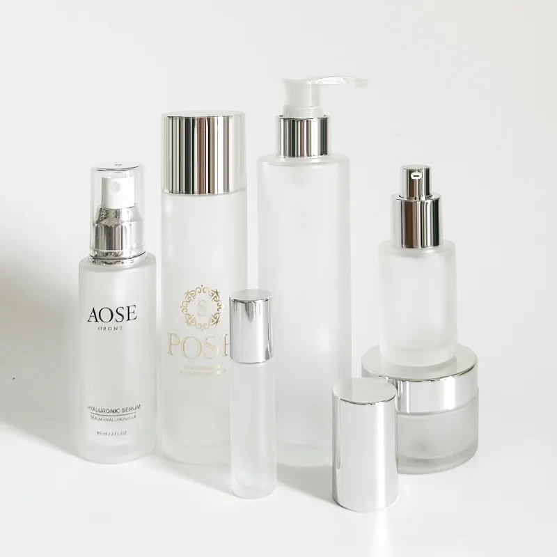 Großhandel umfasst Para Kosmetik einzigartige gefrostete Hautpflege Behälter Tropf flasche Kosmetik glas Lotion Flasche Glas Serum Flasche