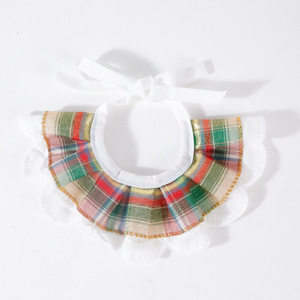 Babero para mascotas con encaje a cuadros estilo coreano, adecuado tanto para gatos como para perros, babero para gatos estilo princesa, artículos para mascotas en stock. - Product Image 4