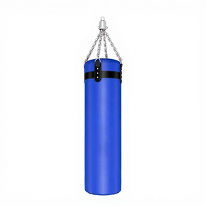 Sac de frappe lourd en cuir PVC bleu pour entraînement de boxe, avec suspension à chaîne, durable, remplissage mixte pour adultes, idéal pour le kickboxing et le taekwondo - Product Image 1