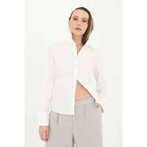 Camisa Blanca de Popelina para Mujer, Estilo Simple para el Día a Día, Color ECRU - Product Image 3