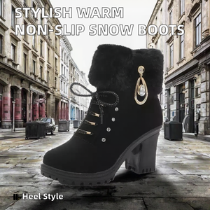 Chaussures Gothiques en Peluche Cristalline, Nouveau Style, Tendance et Abordables, Respirantes, à Lacets Cheville, à Talon, pour l'Automne et l'Hiver, Antidérapantes et Chaudes - Product Image 3