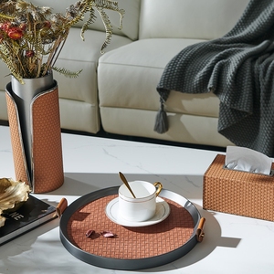 Plateau rond en argent moderne de luxe décoration de poignée de café plateaux de service en métal en acier inoxydable 304 pour la décoration intérieure salon - Product Image 2