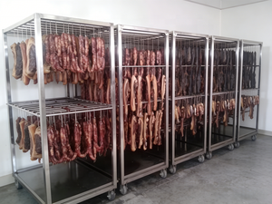 मांस मछली के लिए भोजन सुखाने रैक ट्रॉली, मांस मछली गोमांस स्टेनलेस स्टील कार्ट धूम्रपान करता है - Product Image 3