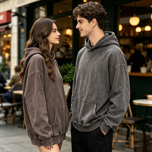 Vente en gros de sweats à capuche streetwear épais, respirants, coupe-vent, surdimensionnés, unisexes - Product Image 4