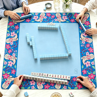 Tapis de Mahjong Américain Carré Pliable Anti-Plis en Caoutchouc Écologique, Esthétique Chinoiserie, Design Personnalisé pour le Divertissement