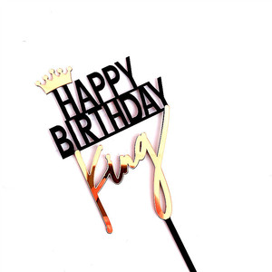 Décorations de gâteau réutilisables et écologiques en forme de lettres acryliques « Joyeux Anniversaire Roi Reine Princesse Prince » - Product Image 5
