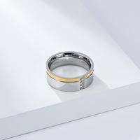 Bague de mode haut de gamme en acier inoxydable noir et or, bijoux en zircon pour homme, bague de mariage, bague de fiançailles en acier inoxydable