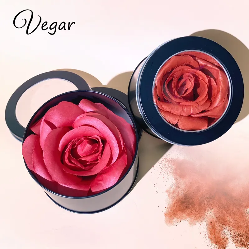 Custom Private Label Vegan 3D Rose Blush Highlighter Makeup Cheek Contour Shimmer Flower Petals 3D Rose Blush