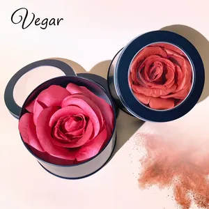 Custom Private Label Vegan 3d Rose Blush Markeerstift Make-Up Wangcontour Glinsterende Bloemblaadjes 3d Rose Blush