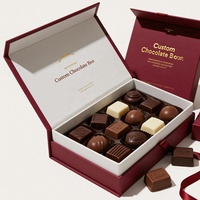 Boîte-cadeau de chocolats haut de gamme personnalisée avec des matériaux recyclés, laminage mat et gaufrage, fermeture magnétique