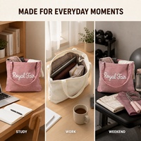 Sac fourre-tout en velours côtelé Royal Fair avec logo personnalisé, grande capacité, écologique, avec fermeture éclair, pour les voyages