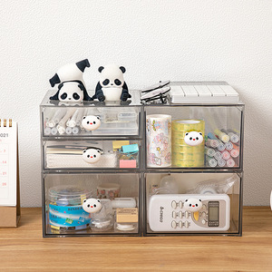 <b>Drawer</b> Style Cosmetic Organizer With Lid And Compartments <b>Stackable</b> <b>Storage</b> Box For Skincare Makeup Lipstick Desktop Organizer - Product Image 2