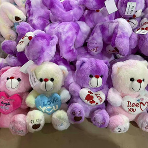 Oso de Peluche Pequeño en Forma de Corazón Colorido de Dibujos Animados al por Mayor, Lindo Oso de Peluche Teñido para el Día de San Valentín, Regalo para Fiestas - Product Image 4