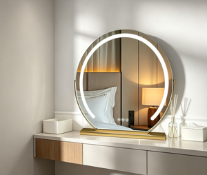 Round LED <b>Mirror</b> Smart <b>Vanity</b> <b>Mirror</b> Wall Mounted Bathroom Dressing <b>Table</b> <b>Mirror</b> With Light Ring - Product Image 2