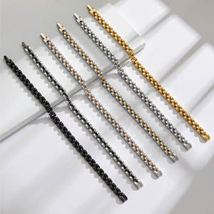 Pulsera y brazalete de moda para hombre de acero inoxidable 316L antideslustre, chapado en oro de 14K y 18K, espacios en blanco grabables para pulseras de hombre - Product Image 2