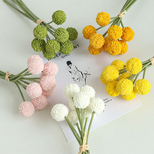 <b>Artificial</b> Flower <b>Bouquet</b> Plastic Pompon Flowers White Yellow Pink Orange Long Lasting Home Decor Wedding Props - Product Image 1