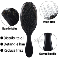 Brosse démêlante personnalisée avec logo pour cheveux bouclés fins, anti-frisottis, à poils de sanglier et nylon, pour femmes