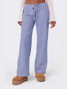 Factory Custom Women's Striped Thermal Autumn <strong>Cozy</strong> Cotton <strong>Sleep</strong> Pants - Product Image 4