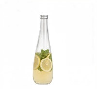 Bouteille en verre ronde transparente Sishang 520 ml avec étiquettes et couvercle scellé pour boissons, bière, vin, jus
