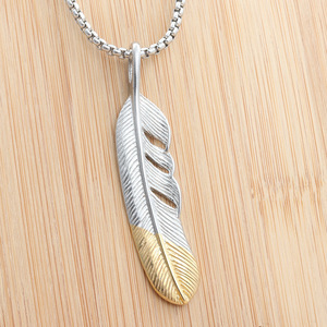 Feather Pendant <b>Titanium</b> Steel Silver Gold Tone Men Women Fashion Jewelry Summer 2021 Themed Pendants - Product Image 2