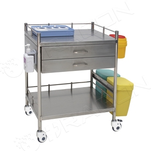 Ziekenhuis Medische Roestvrijstalen Noodbehandeling <span class=keywords><strong>Trolley</strong></span> Met Laden - Product Image 4