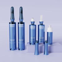 Flacon pompe airless haut de gamme bleu 5ml 10ml en plastique en forme d'ampoule pour sérum, lotion et crème contour des yeux