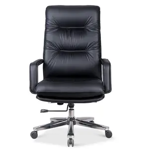 Chaise de patron de haute qualité avec bras chaise roulante de luxe en cuir noir chaise de bureau en bois de direction