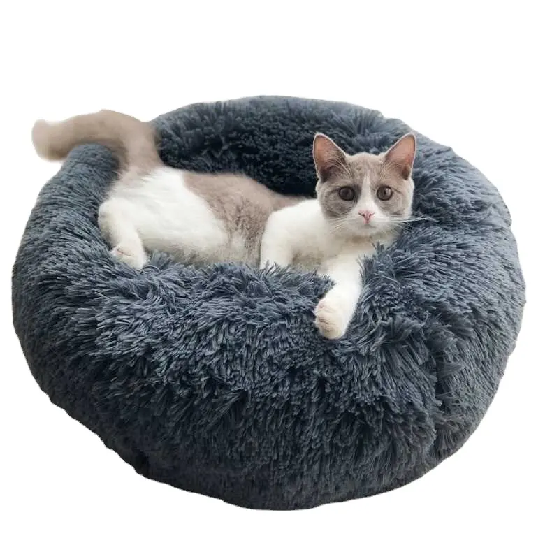 Vendita calda Fluppy Faux Fur Donut Bed Round Pet Bed per cane e gatto in magazzino Drop Shipping Factory vendita diretta Dropshipping