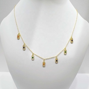 Collier pendentif cœur en laiton plaqué or 14k 18k avec pierre et zircon cubique, cadeau élégant pour femme, colliers en cuivre tendance - Product Image 1