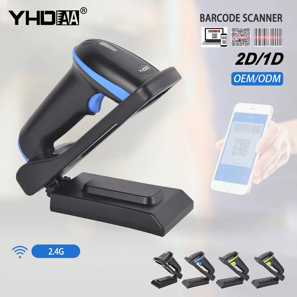 Sensore CMOS 2D Wireless YHDAA Scanner di codici a barre Pos per la lettura di codici QR 1D PDF417 Scanner di codici a matrice di dati codice a barre 2D