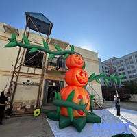 Décoration gonflable classique d'Halloween en forme de citrouille pour la publicité, ballon gonflable en tissu Oxford en forme de pile de citrouilles de dessin animé