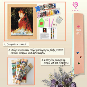Kit de peinture diamant encadrée DIY pour fille, portrait style classique, avec diamants ronds, art imprimé, artisanat - Product Image 3