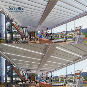 Pergola Motorizzata AlunoTec <span class=keywords><strong>in</strong></span> Alluminio da Esterno Sistema di Ombreggiatura Automatico per Esterni Copertura per Ristoranti Tetto a Lamelle Orientabili con Luce - Product Image 6
