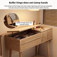 Coiffeuse de chambre moderne avec miroir relevable et 4 tiroirs de rangement, gain de place