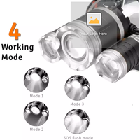 4 Mode Lampu Kepala Hiking Camping Memancing Outdoor Sudut Dapat Disesuaikan Zoom Tahan Air Dapat Diisi Ulang Senter LED Lampu Sorot Kepala
