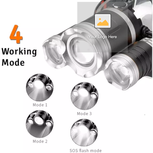 Helius 4 מצב טיולים קמפינג דייג חיצוני מתכוונן זווית Zoomable עמיד למים נטענת usb led לפיד פנס פנס - Product Image 3