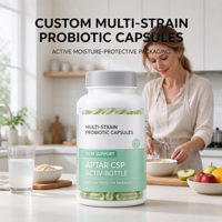 Capsule Probiotique Multi-Souches Personnalisée OEM avec Emballage Protecteur d'Humidité Actif Aptar CSP Activ-Bottles