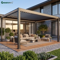 Pergola en acier fixée au mur de la maison, pour patio extérieur, jardin, toit réglable imperméable