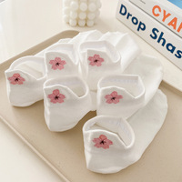 Chaussettes japonaises douces en coton blanc brodé de fleurs, respirantes, antidérapantes, élastiques, à coupe basse et tube court