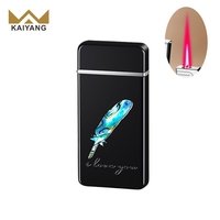 Briquet en métal rechargeable avec flamme rouge coupe-vent au gaz butane pour cigarettes, design moderne pour cadeaux