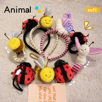 Nouveau papillon coccinelle en peluche poupée avec cerceau de cheveux brodé Portable sac pendentif jouet pour soulager le Stress