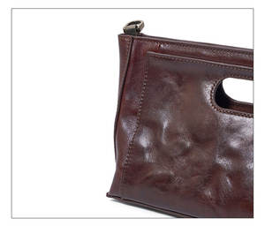 Bolso de Hombro de Cuero Genuino de Diseño Moderno, Bolso Cruzado Diagonal Casual Minimalista de Lujo Retro para Mujer - Product Image 4