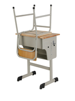 Ensemble pupitre et chaise d'école individuels avec tiroirs, bureau d'étude réglable pour étudiant, en bois durable et écologique