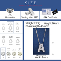 Collier avec pendentif initial A-Z en argent sterling 925 plaqué or blanc 18 carats, diamant moissanite VVS, pour femme, livraison directe