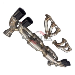 Système d'échappement Vortex SS304 Valvetronic compatible avec Porsche 911 991.2 Turbo S Performance Racing Catback, avec kit de collecteurs à découpe en forme de pie. - Product Image 3